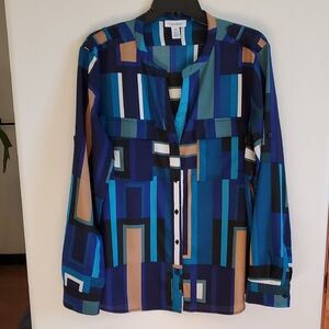 Calvin Klein Multicolor Abstract Silky Blouse XL